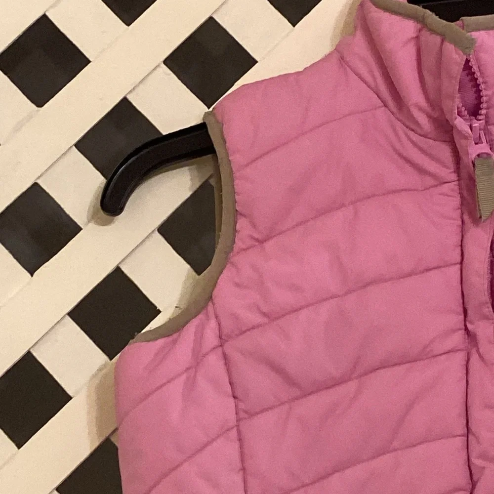 Lands’ End Girls Fleece Lined Vest Pink Cotton Candy Size 7/8 Zip Pockets Warm